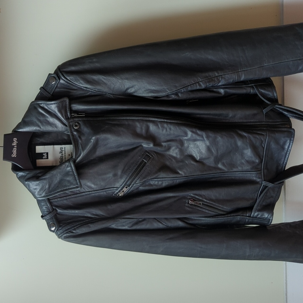 Soia & Kyo Janelle Leather Moto Jacket L